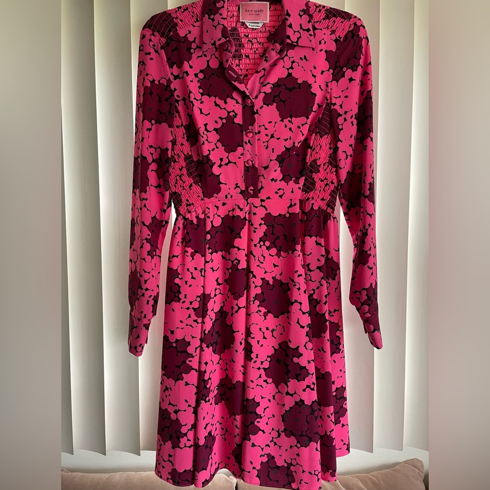 KATE SPADE BUBBLE DOT SMOCKED DRESS